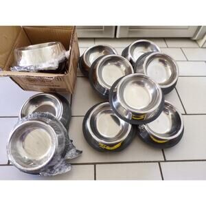 Pardon My Pet Stainless Steel Rubber Pet Bowls Small Dog Cat, 6"  Case of 12